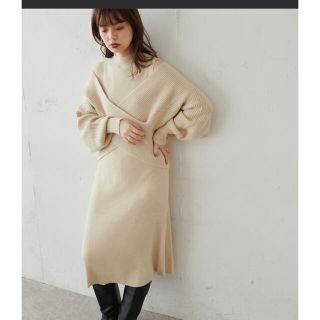 ナチュラルクチュール(natural couture)のクロスニット ノースリーブワンピセット(ロングワンピース/マキシワンピース)