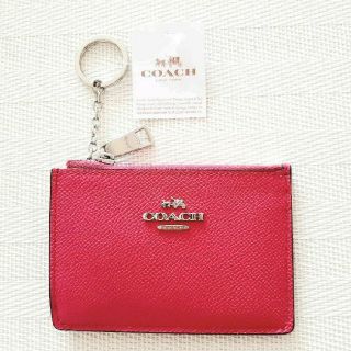 コーチ(COACH)の【新品】コーチ COACH レザー コインケース 小銭入れ ピンク キーリング付(コインケース)