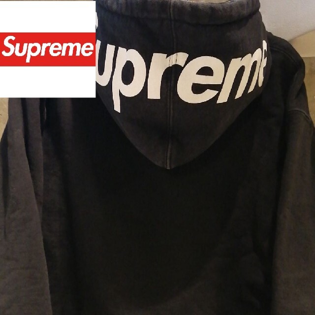 【フードロゴ　ゆるだぼ】SUPREMEパーカー　ブラックアイパッチ　STUSSY