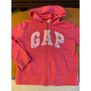 ギャップキッズ(GAP Kids)の美品150 ギャップキッズ　GAP 上着　パーカー　ピンク　ロゴスパンコール(ジャケット/上着)