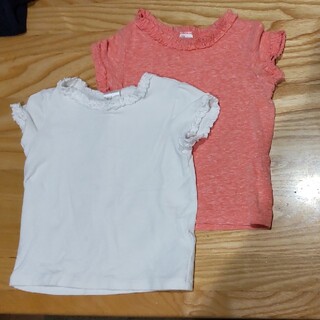 エイチアンドエム(H&M)の女の子 半袖 Tシャツ 2枚セット トップス H&M キッズ 80cm フリル(Ｔシャツ)