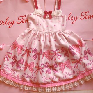 シャーリーテンプル(Shirley Temple)の【りんご様専用】シャーリーテンプル リボンプリント ピンク 110(ワンピース)