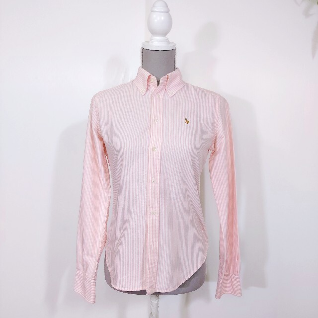 Ralph Lauren(ラルフローレン)のRALPH LAUREN ストライプ柄 BDシャツ 長袖 ピンク&白 79581 レディースのトップス(シャツ/ブラウス(長袖/七分))の商品写真