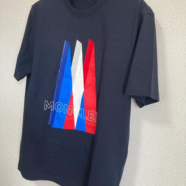 MONCLER モンクレール Tシャツ 濃紺 トリコロール Mサイズ ☆日本の