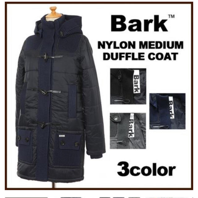 メンズBark バーク　NYLON MEDIUM DUFFLE COAT 黒XS