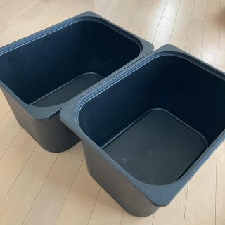 イケア(IKEA)のIKEA  BOX ブラック M 2個セット　トロファスト(ケース/ボックス)