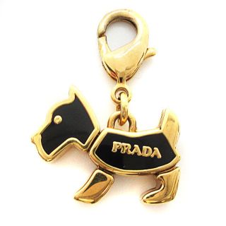 プラダ PRADA チャーム キーホルダー 犬 モチーフ 黒 ゴールド色OH