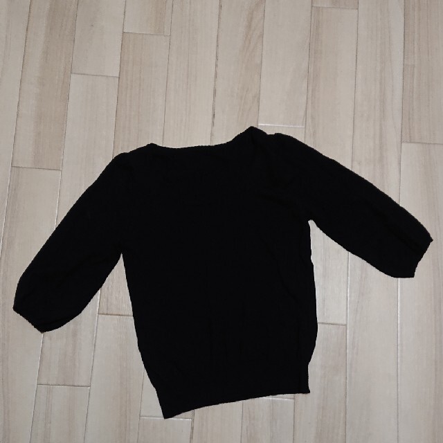 USED／五分袖 黒ニット レディースのトップス(ニット/セーター)の商品写真
