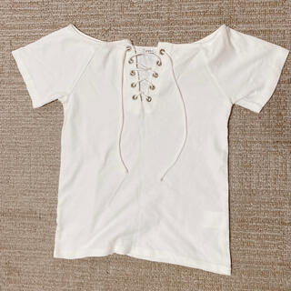 ジェイダ(GYDA)のジェイダ　レースアップ　Tシャツ　ホワイト　白(Tシャツ(半袖/袖なし))