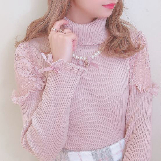 LIZ LISA - LIZLISA(リズリサ)ネックレス付きリブニットトップス LIZ LISA - LIZLISA(リズリサ)ネックレス付きリブニットトップス