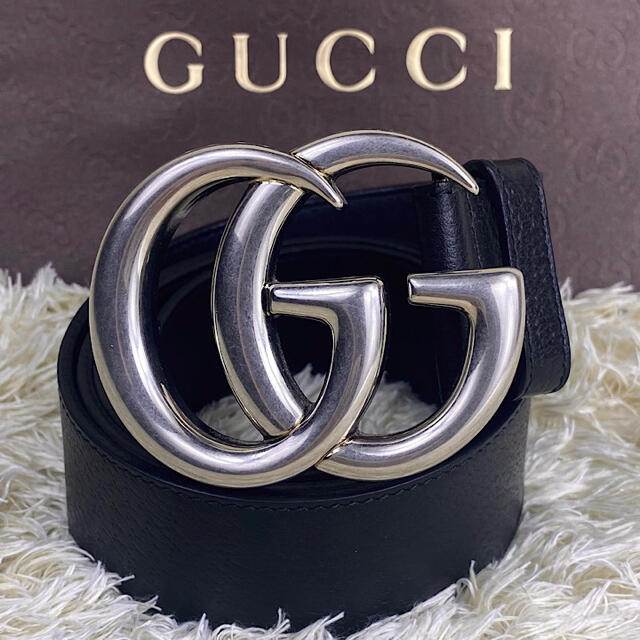 Gucci(グッチ)のGUCCI マーモント シルバー レザーベルト GG柄 4cm ユニセックス メンズのファッション小物(ベルト)の商品写真