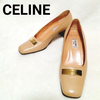 セリーヌ(celine)のCELINE セリーヌ パンプス レザー ベージュ スクエアトゥ イタリア製 革(ハイヒール/パンプス)