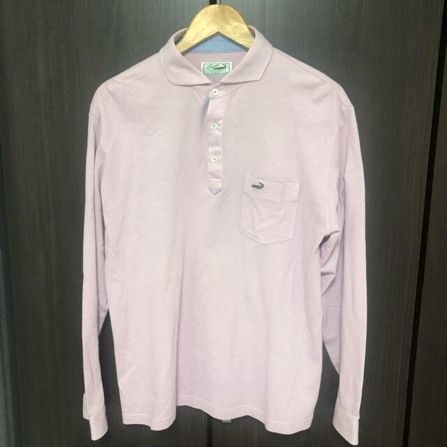 Crocodile(クロコダイル)のクロコダイル ワンポイントロゴ刺繍 長袖ポロシャツ ピンク LLサイズ メンズのトップス(ポロシャツ)の商品写真