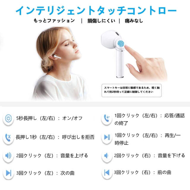 ワイヤレスイヤホン Bluetoothイヤホン#855 スマホ/家電/カメラのオーディオ機器(ヘッドフォン/イヤフォン)の商品写真