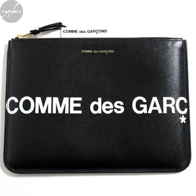 新品 COMME des GARCONS ヒュージロゴ レザー ポーチ 黒
