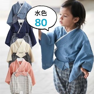 新品 袴 セットアップ ブルー 80 和装 七五三 (和服/着物)