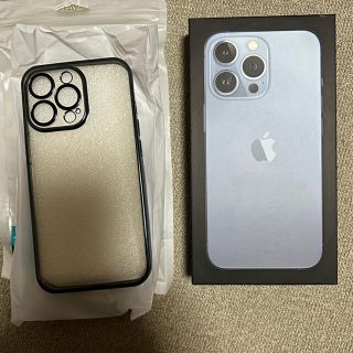 アイフォーン(iPhone)のiphone 13 pro 256GB SIMフリーシエラブルー　ケース付(スマートフォン本体)