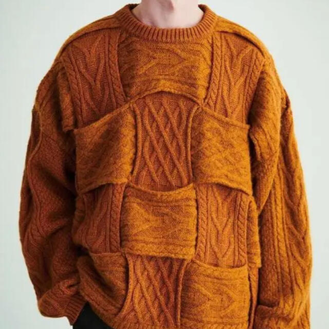 YOKE 20AW CROSSING CABLE CREW NECK KNIT BARGAIN www.gold-and-wood.com