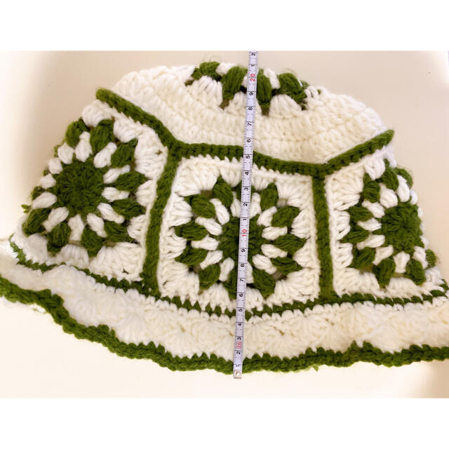 グラニースクエアハット/バケットハット グリーン🧶ハンドメイド グラニースクエアハット/バケットハット グリーン🧶ハンドメイド