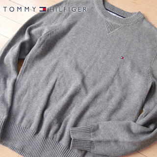 トミーヒルフィガー(TOMMY HILFIGER)の超美品 大きめXS トミーヒルフィガー メンズ ニット グレー(ニット/セーター)