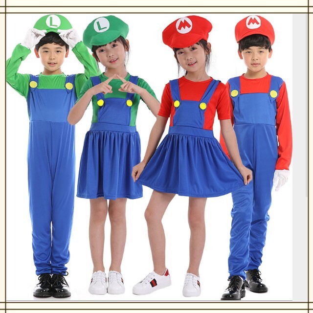 SALE／100%OFF】【SALE／100%OFF】マリオMサイズとルイージLサイズコスプレキッズハロウィン 衣装一式 