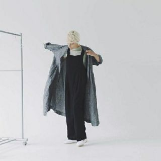 ネストローブ(nest Robe)の☆nest Robe ネストローブ リネンタックサロペット ネイビーused☆(サロペット/オーバーオール)