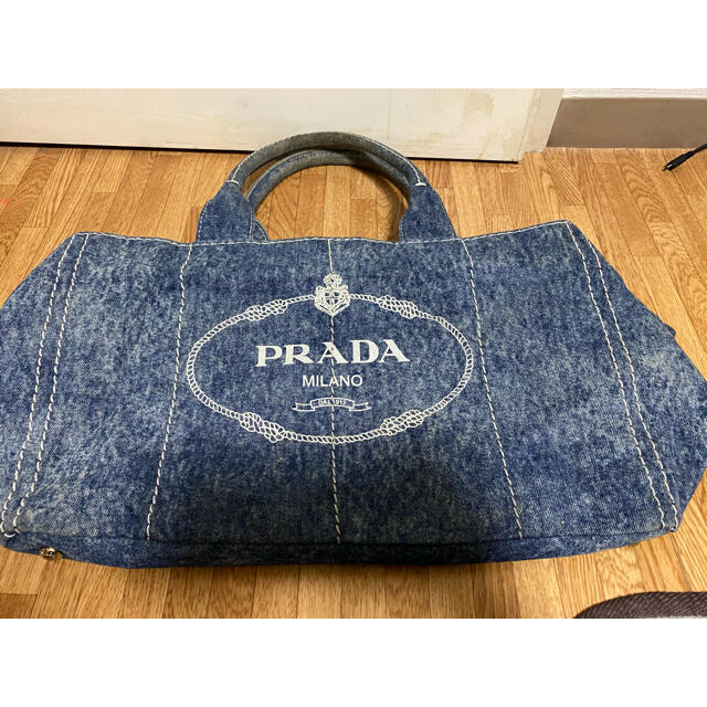 プラダ PRADA カナパ ミニ トートバッグ デニム Gカード