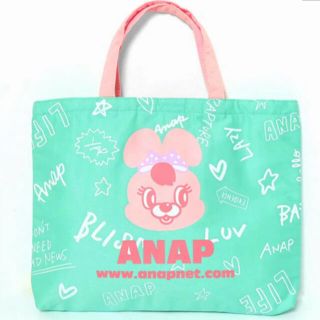 アナップキッズ(ANAP Kids)のアナップ　トートバッグ　レッスンバッグ　ミント　ポンポンちゃん　新品　タグ付　(レッスンバッグ)