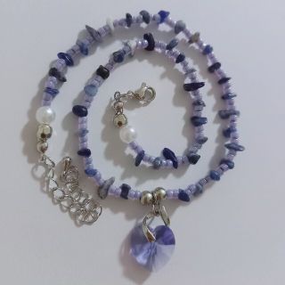 hand made beads necklace ソーダライト×💜(ネックレス)