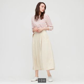 ユニクロ(UNIQLO)のベルテッドリネンレーヨンロングスカート（丈標準84.5~88.5cm）(ロングスカート)