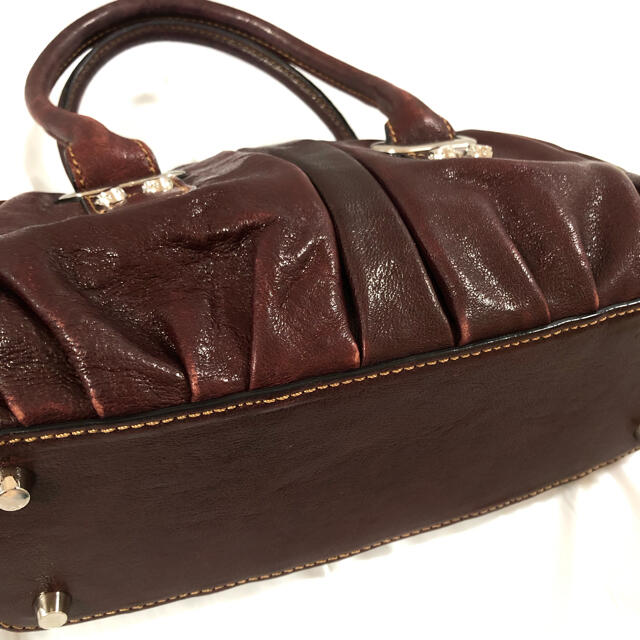 Marie Claire(マリクレール)のマリクレール ハンドバッグ ショルダーバッグ レザー ミラー付き ブラウン 赤紫 レディースのバッグ(ショルダーバッグ)の商品写真