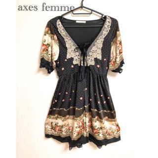 アクシーズファム(axes femme)のaxes femme ワンピース　ブラック系柄(ひざ丈ワンピース)