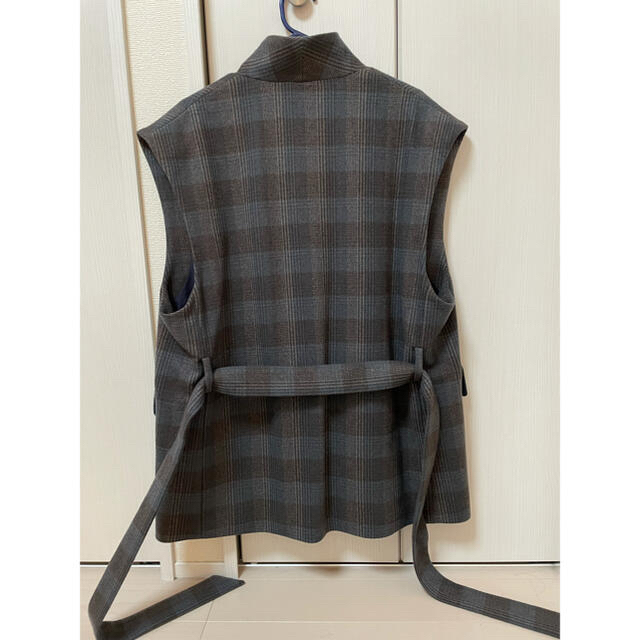 URU WOOL CHECK BELTED VEST | bombaytools.com
