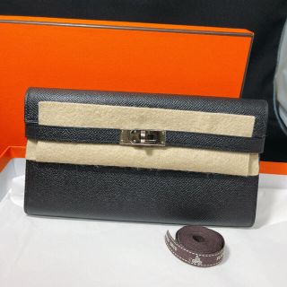 エルメス(Hermes)の新品未使用　鑑定済　HERMES ケリーウォレット　エプソン ブラック T刻印(財布)