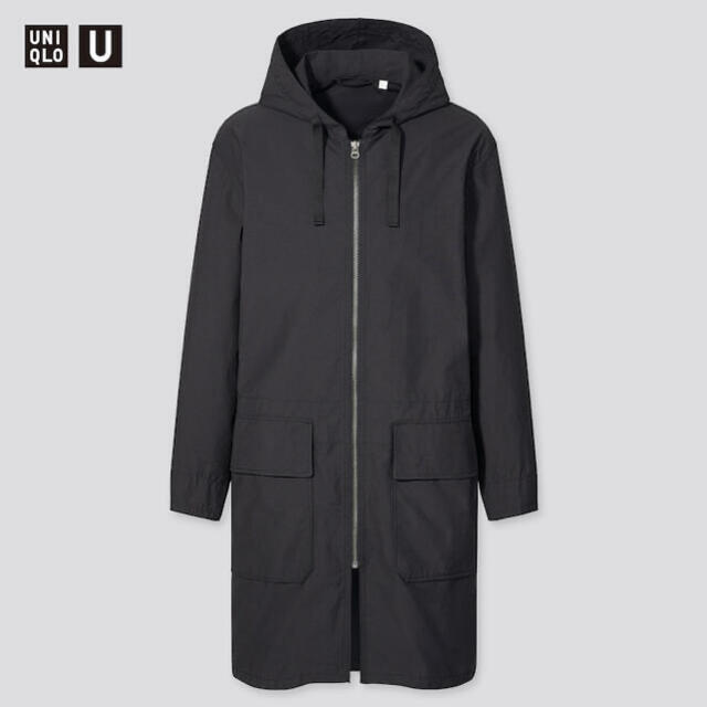 UNIQLO(ユニクロ)のUNIQLO U 2021 フーデッドコート ブラック　L メンズのジャケット/アウター(モッズコート)の商品写真