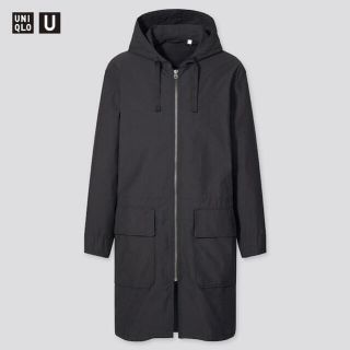 ユニクロ(UNIQLO)のUNIQLO U 2021 フーデッドコート ブラック　L(モッズコート)