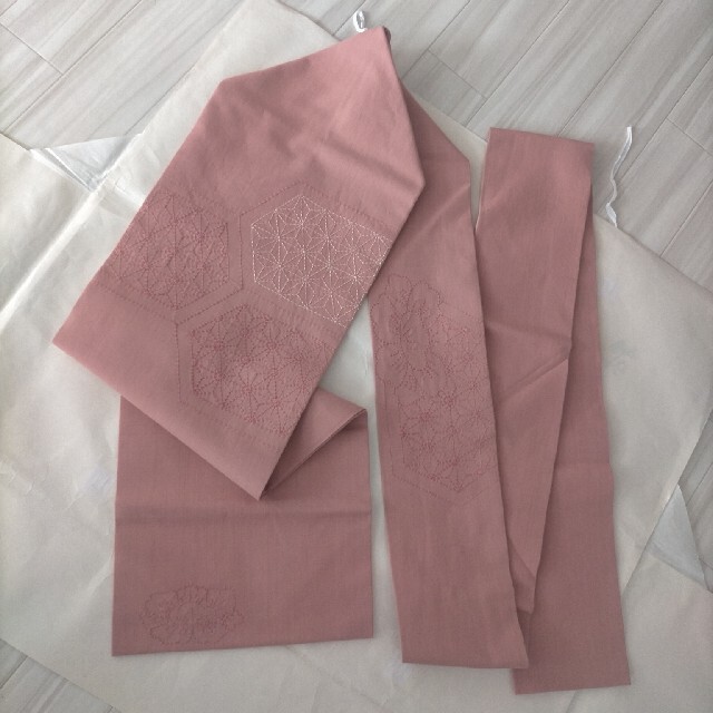 名古屋帯 麻の葉 刺し子 レディースの水着/浴衣(帯)の商品写真