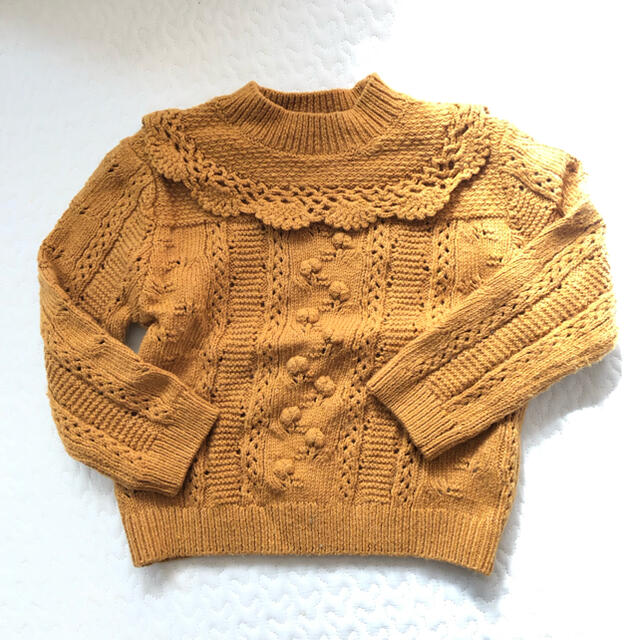 ZARA KIDS(ザラキッズ)のZARA baby ニット 2-3y セーター 98cm フリル ポンポン刺繍 キッズ/ベビー/マタニティのキッズ服女の子用(90cm~)(ニット)の商品写真