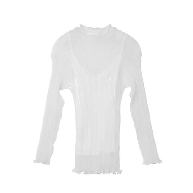 LE CIEL BLEU(ルシェルブルー)の美品　ルシェルブルー　Sheer Rib Knit Tops レディースのトップス(シャツ/ブラウス(半袖/袖なし))の商品写真