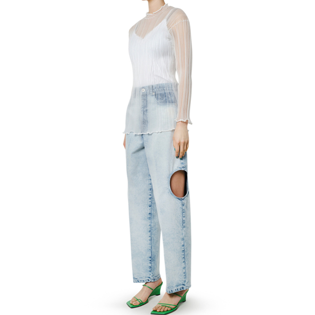 LE CIEL BLEU(ルシェルブルー)の美品　ルシェルブルー　Sheer Rib Knit Tops レディースのトップス(シャツ/ブラウス(半袖/袖なし))の商品写真