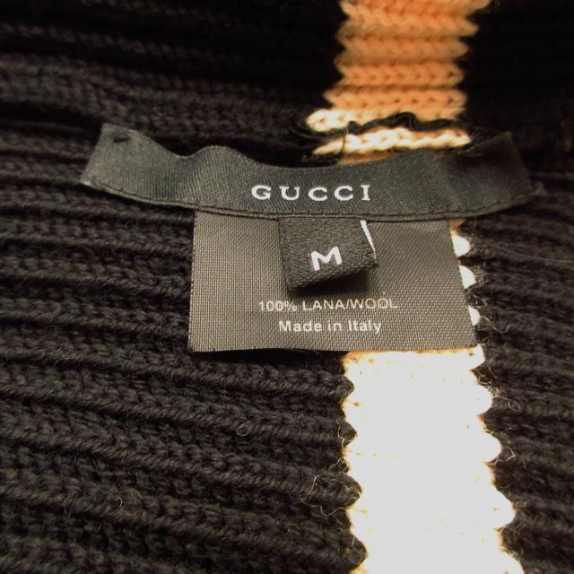 Gucci(グッチ)のグッチ ニット帽 M美品  黒×ベージュ レディースの帽子(ニット帽/ビーニー)の商品写真