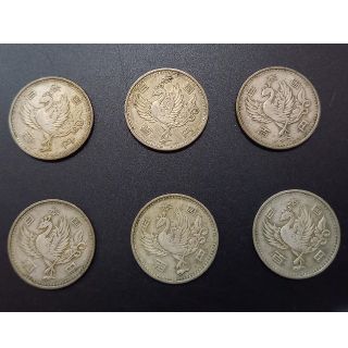 旧100円銀貨　鳳凰　昭和32年　6枚セット(貨幣)
