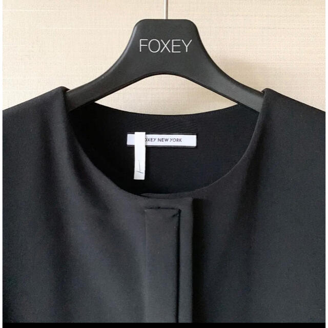 FOXEY NEW YORK フォクシーニューヨーク ノーカラーコート ブラック