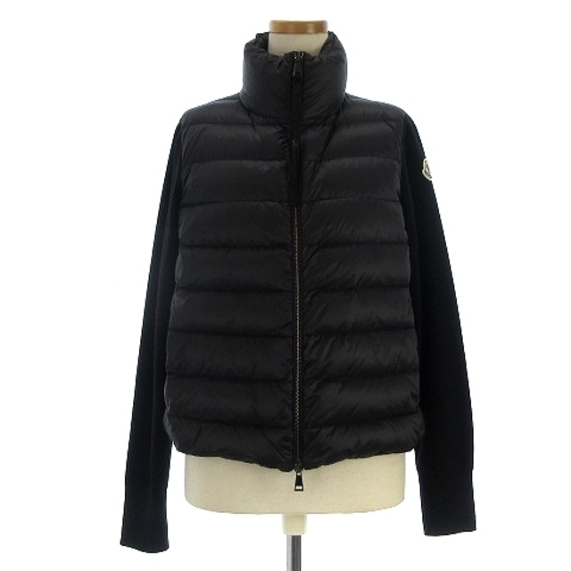 最新発見 MONCLER XS 黒 切替 ワンポイント ロゴ ダウンジャケット