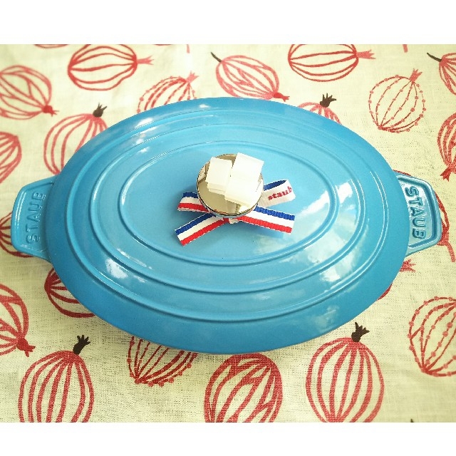 日/祝も発送 ストウブ staub サックスブルー 16 フィッシュ ゴールド