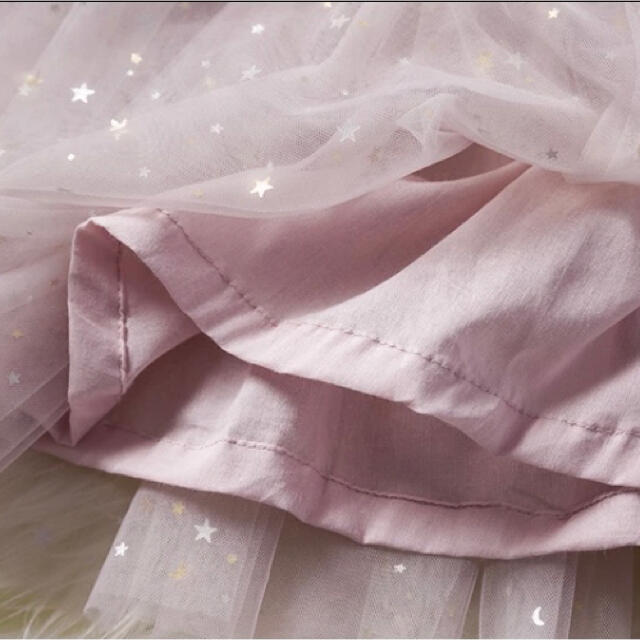 キッズ チュール ワンピース かわいい ピンク 長袖 100 お出かけ キッズ/ベビー/マタニティのキッズ服女の子用(90cm~)(ワンピース)の商品写真