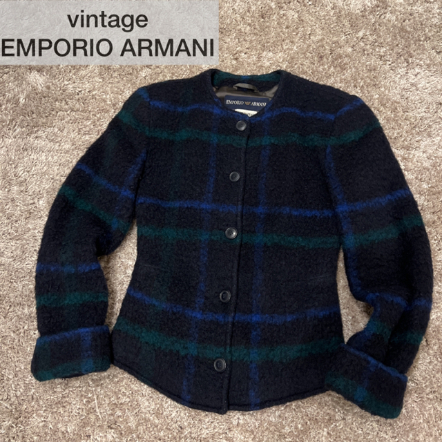 エンポリオアルマーニ ノーカラー ジャケット コート アウター vintage