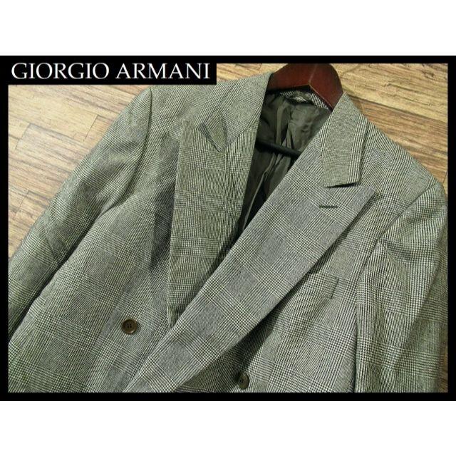 美品□黒タグ GIORGIO ARMANI/ジョルジオアルマーニ UPTON 織柄 シングル アンコンジャケット/ブレザー ブルー系 50 イタリア製 メンズ