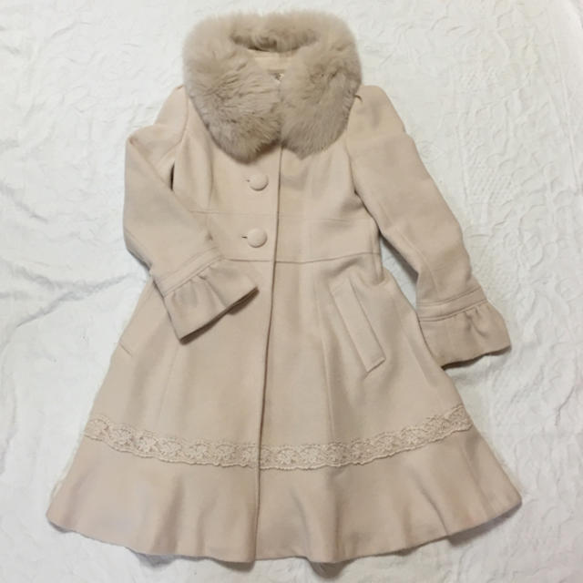 SALE/65%OFF】 コート アウター ピンク ベージュ ファー ウール