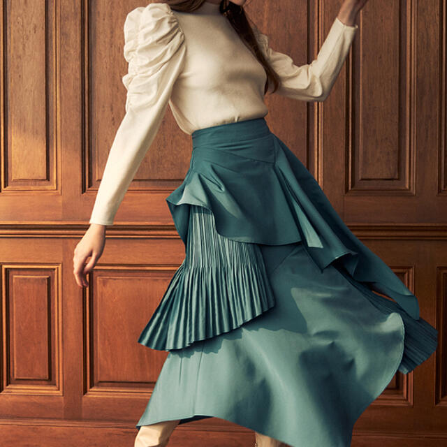 eimy istoire(エイミーイストワール)のeimy istoire ランダムフリルボリュームスカート　BLUE Sサイズ レディースのスカート(ロングスカート)の商品写真